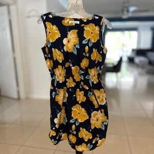 Speed Control Navy Dress with Yellow Floral Design